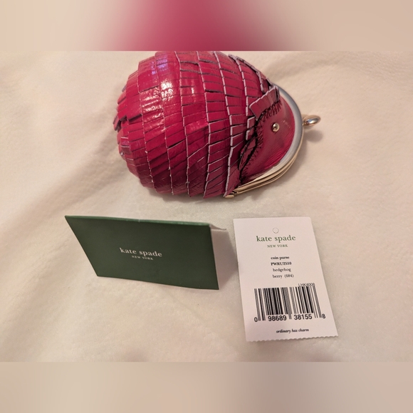 Kate Spade Patent Leather Hedgehog Coin Purse Kisslock Berry Pink With Flaw NWT - Picture 2 of 12